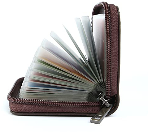 GERIINEER Kreditkartenetui Damen Herren Kartenetui Leder (Braunes Spezialleder#2)
