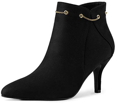 Allegra K Bottines à lacets à talon aiguille pour femmes Noir 35
