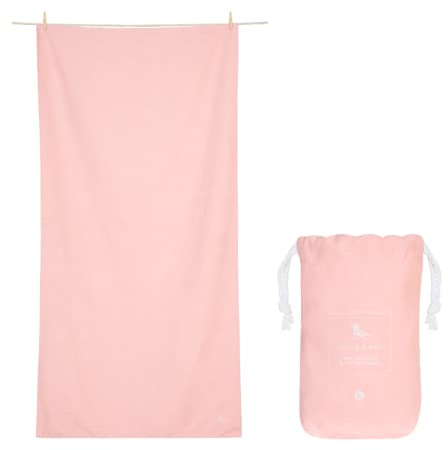 Dock & Bay Strandhandtuch - Schnell trocknende Mikrofaser, ohne Sand - Kompakt, Leicht - 100% recycelt - Inklusive Beutel - Essential - Island Pink - Large (160x90cm, 63x35)