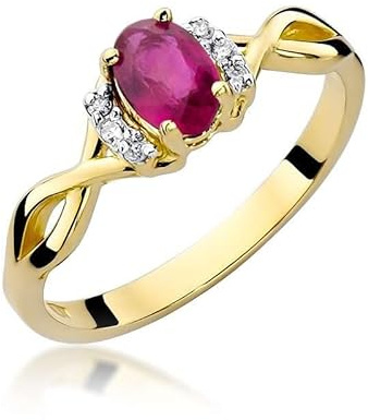 Lumari Gold - Verlobungsring Damen Ring Gold 585 Echtgold 14k Gelbgold mit natürlichem Diamanten Damen Solitär Versprechen Ring Rubin Edelstein - Ringe Frauen - Brillanten