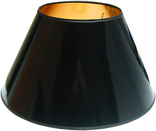 Tisch-Lampenschirm, *Lucidoro M*,konisch/Lackkarton schwarz, innen goldfarben kaschiert Du=45cm/Do=24cm/H (schräg)=26,5cm/Vertiefung E27 Haltung 3,5cm