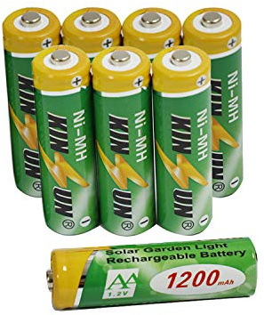 KINSUN Piles Rechargeables (8 pièces) NiMH AA 1.2V 1200mAh pour Les lumières solaires extérieures de Jardin de Paysage de Chemin
