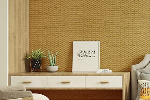 tapete Curcuma unifarbenes Strohimitat gewebt dunkle Linien moderne 3D Optik für Wohnzimmer, Schlafzimmer oder Küche inklusive Newroom Tapezier