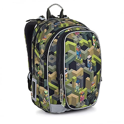 TOPGAL MIRA – Schulrucksack für Jungen ab 3. Klasse, ergonomisch & leicht, wasserabweisend, mit reflektierenden Elementen, 25 L Schulranzen mit Brustgurt & Rückenpolsterung (PixelArt)