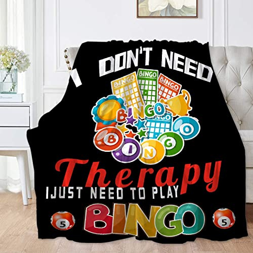SANBOBO I Don't Need Therapy, I Just Need to Bingo Flannel Fleece Blanket Throw Couch Microfiber Soft Cozy Lightweight Luxury Bed Blanket 50x40for Kids