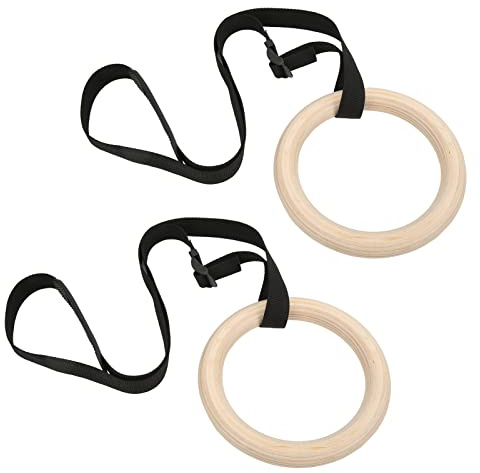 CUEA Trainingsringe, geruchloses Holz, Bequeme, Feste Pull-Up-Übungsringe, 330 lbs Kapazität für Ganzkörpertraining für das Fitnessstudio