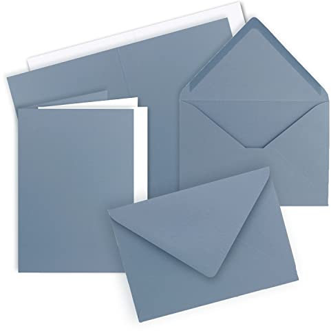 200 x vikbara kort SET DIN A6/C6 med brevkuvert i gråblått – inklusive inlägg – 14,8 x 10,5 cm – premiumkvalitet – FarbenFroh bo