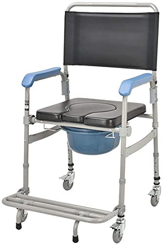 Kommode Toilettenstuhl Rollstuhl Klappbar Leicht, mit Rollen Toilettenstuhl/Rollstuhl Dusche Transportstuhl/Badewannenhocker, 4 Radbremsen/Mobile Toilette Senioren Behinderte B