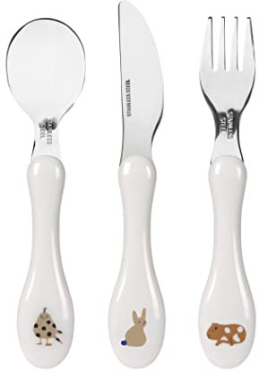 LÄSSIG Set de couverts 3 pièces pour enfants cuillère, fourchette, couteau, acier inoxydable, manche en plastique/Cutlery Royal Blue