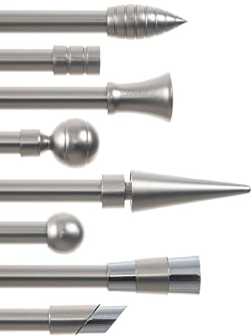 StoffTex Ø16 Gardinenstange Vorhangstange Satin metall verschiedene Größen und Endstücken (Ohne Ringe) 1/2-läufig