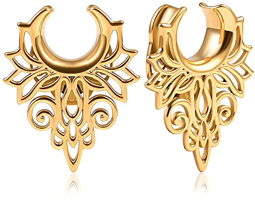 Vankula Ohr Tunnel 1 Paar Sattel Flesh Plugs Hohl Edelstahl für männer damen Ohrpiercing Gestreckte Schmuck8mm bis 19mm