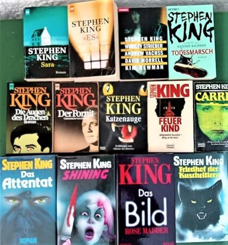 13 x Stephen King: 13 x Stephen King: 4 x gebunden: Das Attentat, Shining, das Bild, Friedhof der Kuscheltiere, 9 x TB: Sara, Es u.a.