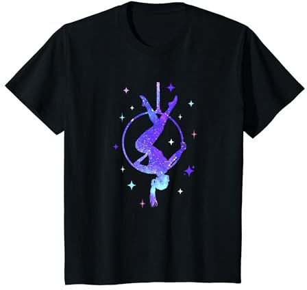 Kinder Aerial Hoop Fly Between The Stars, Aerial Yoga Gifts Kids T-Shirt