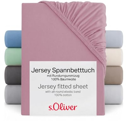 s.Oliver Spannbettlaken 180x200-200x200 cm- 100% Baumwolle, Matratzenhöhe bis 25 cm, besonders weich & angenehm, Spannbetttuch rosa
