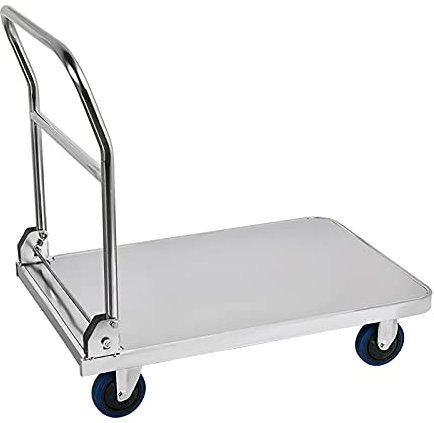 Handkarren-Plattformwagen, beweglicher Handwagen aus Edelstahl mit Rädern und Griff für das Heimbüro, Lager, Fabrik, 440 lbs Gewichtskapazität, Mehrzweckwagen (Größe: 201)