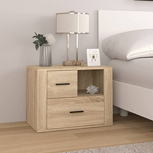 LAPOOH Nachttisch, Nachtschrank, Nachtkonsole, Bedside Tables, Nachtkästchen, Beistellschrank, Nachtkommode, Nightstand, Sonoma-Eiche 60x36x45 cm Holzwerkstoff