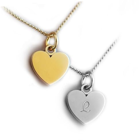 Minimalistische Kette, Herz Anhänger mit Gravur, Silber 925 oder vergoldet, Kleines Geschenk für Damen