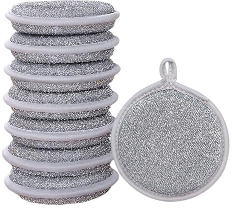 Paquete De 8 Paños Redondos para Platos, Paño De Limpieza De Doble Cara, Paño para Platos Húmedo Y Seco, Esponja De Limpieza De Cocina, Herramienta De Limpieza Multiusos