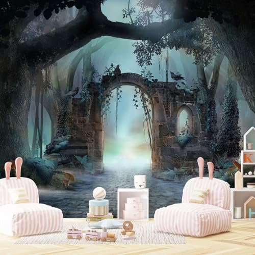 Lumalea - Papier peint panoramique Enfants Forêt enchantée - Largeur 195 cm x Hauteur 130 cm