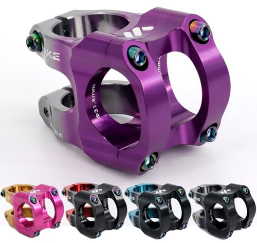 CYSKY Potence VTT Courte 31,8 35mm 0 Degré, pour Guidon de 31,8 mm 1-1/4 Pouce pour la Plupart des vélos, vélo de Route, VTT, DH, BMX, Gravel (Violet & Titane)