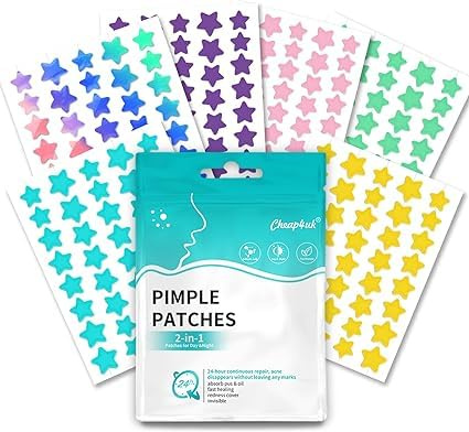 Parches Granos Acné Pimple Patches Hidrocoloide Estrellas 480 piezas | Versión día y noche Ácido salicílico y aceite de árbol de té absorbentes e impermeables 6 Colores