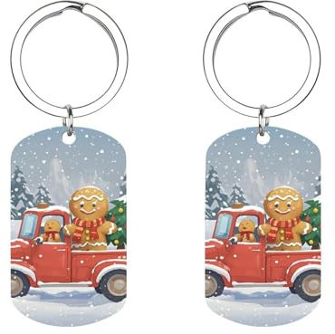JTKLQBN Metal Keychain Clip Gingerbread Driver Printed Key Chain Swivel Clasp Key Hooks Key Chain Rings Key Tag Keychain Supplies for Pet Collars Bag Accessories, Gingerbread Driver, 2 × 1.1 inches