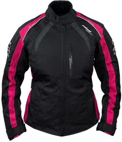 Roleff Damen Motorradjacke RO982 – Schwarz/Pink – Wasserdicht, Atmungsaktiv, Protektoren – Größen XS–5XL – Ideal für Touring & Alltag