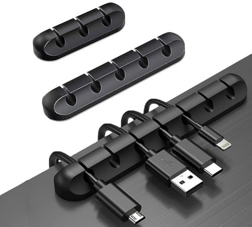 3-Pack Cable Organiser Clips, Cable Holder Clips, Wire Organiser Clip, Desk Cable Tidy, Cable Management Organizer Set, For Power Cables, Charging Cables, Mouse Cables (753-Slot, Black)