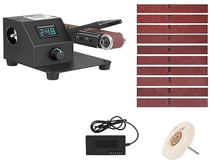 POOIQX Lijadora de Banda de 350 W/250 W, lijadora eléctrica, pulidora, lijadora, Amoladora, pequeña máquina de Correa de, Cómodo y Estable(350W Standard)