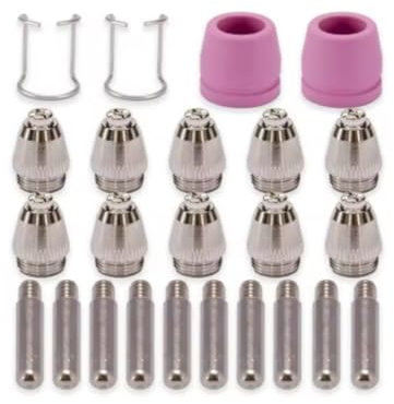 SG55 AG60 WSD60 Verbrauchsmaterialien-Kit, Elektroden-Sheild Cups, Spitzen, Abstandhalter, Führung, Plasmaschneider, Schweißbrenner, 12 Stück/24 Stück/26 Stück/30 Stück/35 Stück/40 Stück/60 Stück/130