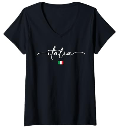 Femme Drapeau italien Italie T-Shirt avec Col en V