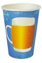 LP Divertissements Lot de 12 - Lot de 8 gobelets bleu motif 'bière' en carton 25cl