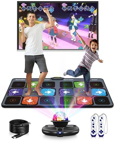 Acelufly Flannel Dansmatta, Trådlösa dansmattor för TV med kamera, Dubbel dansplatta för barn Vuxna, Presenter till flickor pojkar