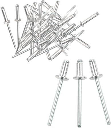Aluminium Pop Rivets - Heavy Duty,100PCS Closed End Carbon Steel Mandrel Blind Rivets, 3.2x6mm Dome Head Blind Rivets,with Open End for Metal, Furniture,Storage Box, Marine Use