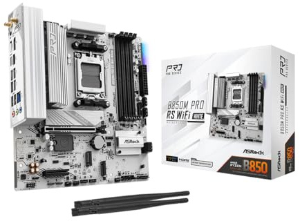 ASRock B850M Pro RS WiFi Bianco AM5 Micro-ATX Scheda madre: AMD Ryzen 9000/8000/7000 | DDR5 8000+ | PCIe 5.0 | WiFi 6E | 2.5G LAN