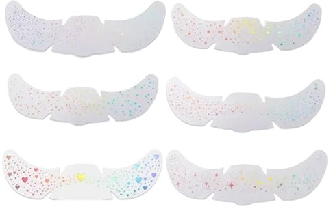 Stjärnfräknar | 6 Ark Glitterklistermärken,Långvariga men Tillfälliga Stjärn- och Hjärtadekaler för Pride Halloween Festival Födelsedag Karneval Barn Cosplay Bröllop