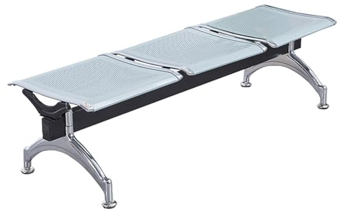 LIKANGLONGJU 3-Sitzer-wartezimmer Stühle, Sitzbank für Flughafen-Wartezimmer, 160 cm, Metallgitter, Tragkraft 360 Kg, für den Einsatz im Krankenhaus(Silver)
