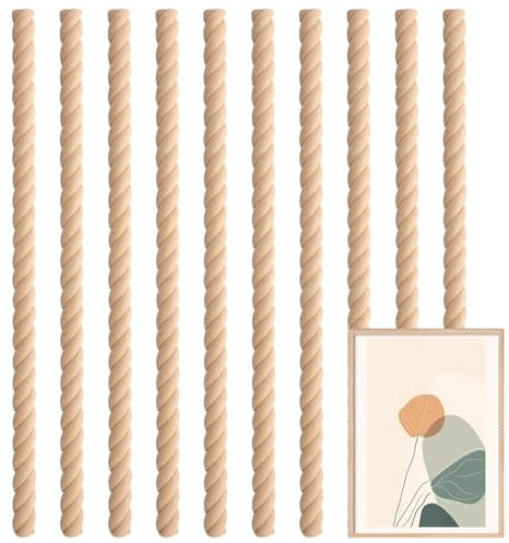 Lot de 10 moulures décoratives - Baguettes en bois coupables avec forme de bobine - 10 pièces en bois non traité pour armoire, cheminée, mur, porte, miroir, meubles, armoire, commode - Décoration pour