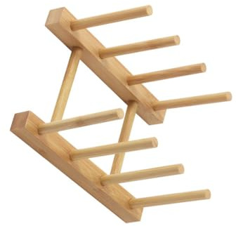 KIXZSAZ Portapiatti in legno di bambù Tagliere multiuso Coperchio pentola da cucina Supporto scolapiatti Accessori per armadietti, 3 griglie