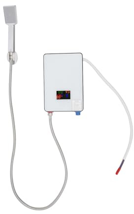 Elektrisk varmvattenberedare 6 500 W med handdusch – varmvattenberedare för dusch, temperaturkontroll 30–55 °C, IPX24 skydd, inkl. duschset och LED-display