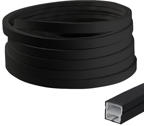 YCBTREE LED Silicone Profile Black, 3M Flexible LED Diffuser Channel 12×12mm for Acoustic Panels Waterproof LED Strip Cover with End Caps & Mounting Clips for Spotless Neon Glow (Black, 3M)