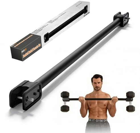 MARCHMARS Dumbbell Barbell Converter Bar, Adjustable Dumbbell Bar for Home Gym, Compatible with Most Dumbbells, All-Metal Dumbbell to Barbell Converter for Weight Lifting and Strength Training