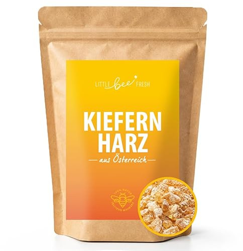 little bee fresh Kiefernharz (Kolophonium) aus Österreich – Ideal für Salben, zum Räuchern, Balsam, Seifen & für Bienenwachstücher | 200g Fichten Kiefern Baumharz Räucherharz Räucherwerk | 100% Natur