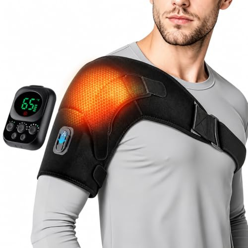 Shoulder Heating Pad with Massage, Cordless Heated Shoulder Support Brace