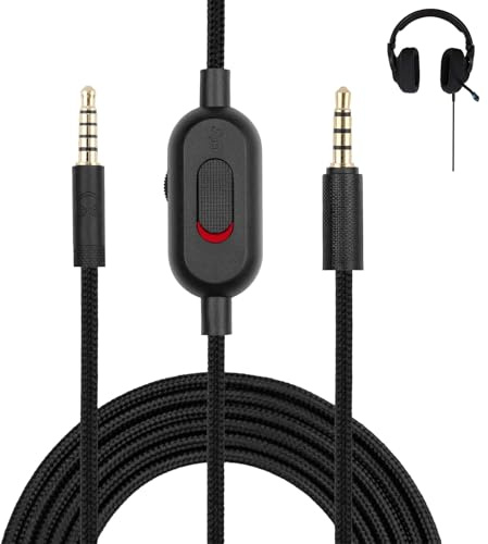 Kabel Audio 3,5mm Klinke für Logitech G Pro X, G433, G233 Gaming Headset | mit Lautstärkeregler & Stummschaltung, Nylon geflochtenes Kopfhörerkabel