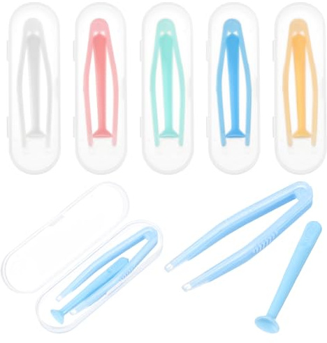 JJUNW 5 pezzi di ausilio per l'inserimento delle lenti a contatto, pinzette per la rimozione delle lenti a contatto, in plastica, per viaggi e casa