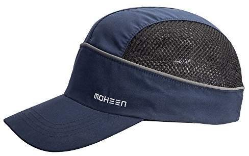 MOHEEN Safety Bump Cap, Baseball Hat Style with Reflective Stripes Lightweight and Breathable Hard Hat Head Protection Cap (Long Blue 18101)