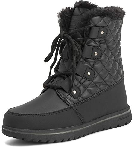 Donna Trapuntato Corto La Neve Inverno Pelliccia Ecologica Caldo Durevole Impermeabile Stivali - 5 - BLK38 AYC0523