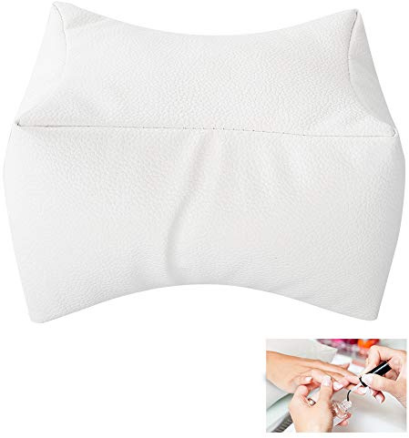 Handkissen Kissen, Maniküre Handauflage Waschbar Nail Art Design Salon Schönheit Zubehör Weiche PU Armlehne Nagelpflege Pad(Weiß)