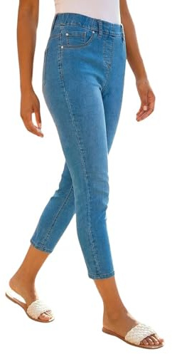 Roman Cropped Jeggings for Women UK Ladies Capri Stretchy Jeans Denim Legging Cotton Summer Trouser Three Quarter 3/4 Length Pull On Cut Off High Waist Smart